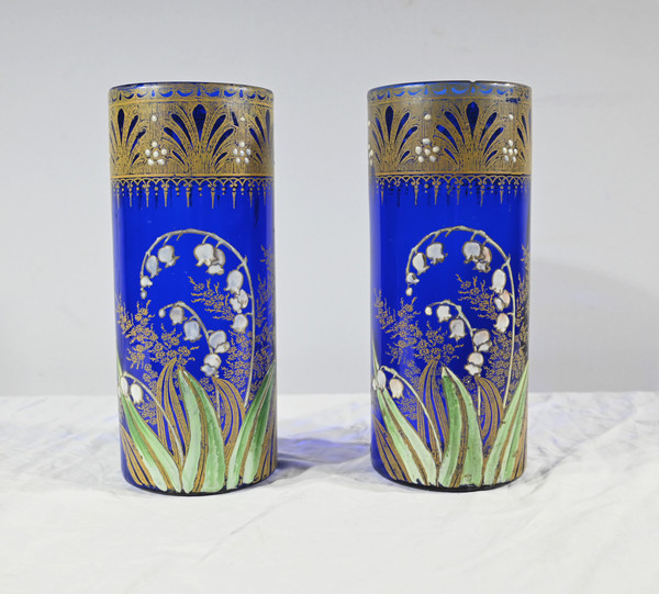 Pair of Legras Vases “Les Muguets”, Art Nouveau – Late 19th Century