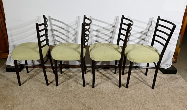 Suite mit 4 skandinavischen Stühlen aus gebeiztem Holz – 1960