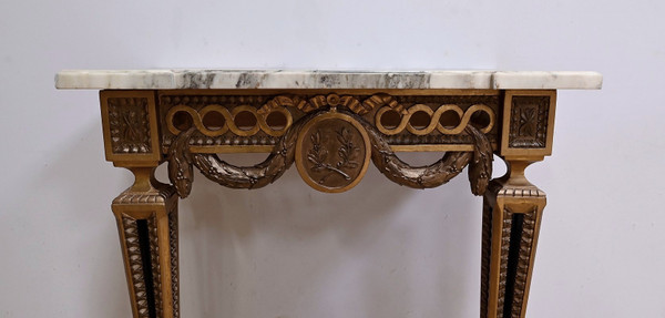 Petite Console d’Applique en Bois Sculpté, style Louis XVI, époque Napoléon III – Milieu XIXe