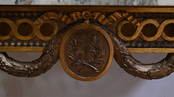 Petite Console d’Applique en Bois Sculpté, style Louis XVI, époque Napoléon III – Milieu XIXe