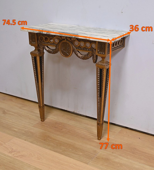 Petite Console d’Applique en Bois Sculpté, style Louis XVI, époque Napoléon III – Milieu XIXe
