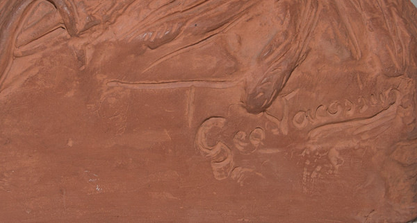 "Tre Cuccioli" in terracotta Firmato Georges Lucien Vacossin Inizio del XX secolo