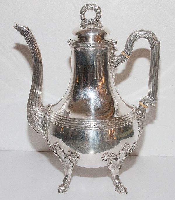 4 Piece Tea And Coffee Service In Sterling Silver Goldsmith Olier & Caron