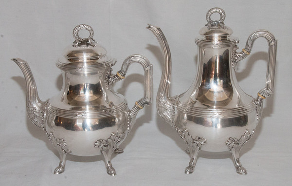 4 Piece Tea And Coffee Service In Sterling Silver Goldsmith Olier & Caron