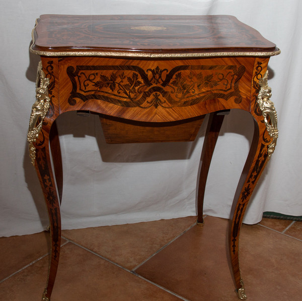 Travailleuse En Marqueterie époque Napoleon III