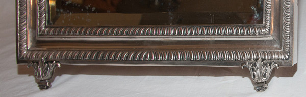 Großer italienischer Tischspiegel aus Sterlingsilber aus dem Jahr 1900