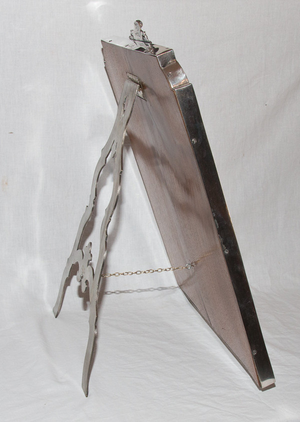 Großer italienischer Tischspiegel aus Sterlingsilber aus dem Jahr 1900