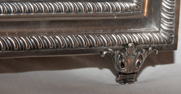 Großer italienischer Tischspiegel aus Sterlingsilber aus dem Jahr 1900