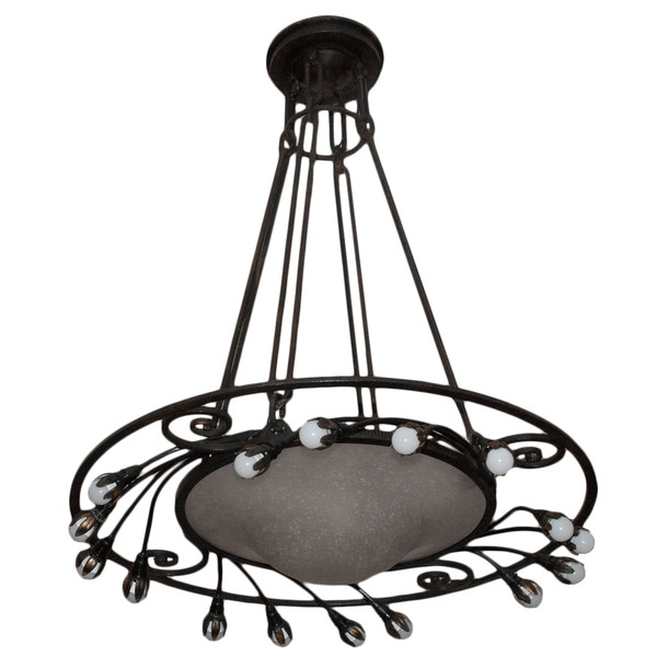 Large Schneider Chandelier Art Deco Period