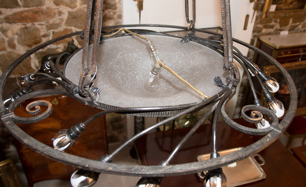 Large Schneider Chandelier Art Deco Period