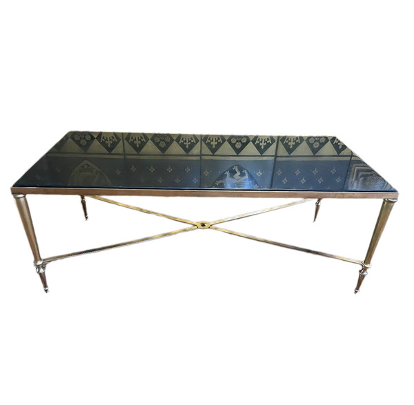 Table Basse En Laiton Et Marbre De Mazy