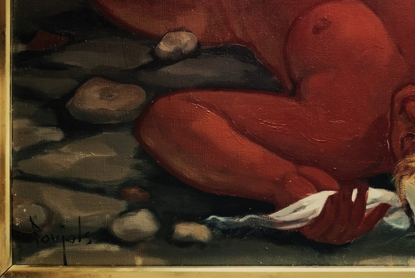 Louis Foujols Gemälde Öl auf Leinwand Liegender Akt 1976