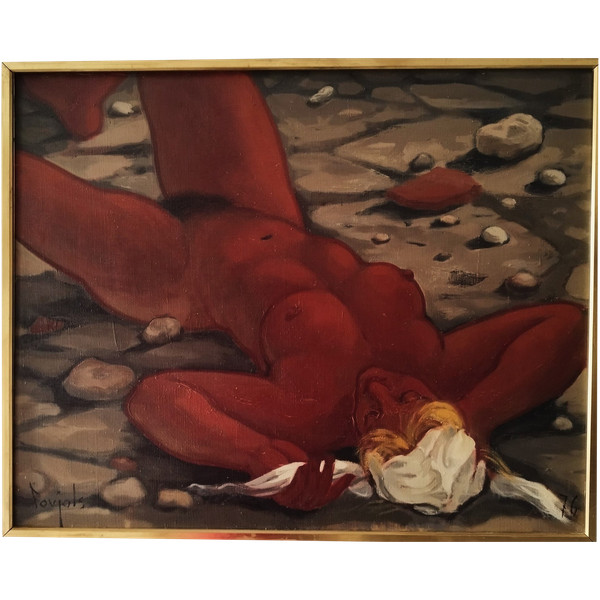 Louis Foujols Gemälde Öl auf Leinwand Liegender Akt 1976