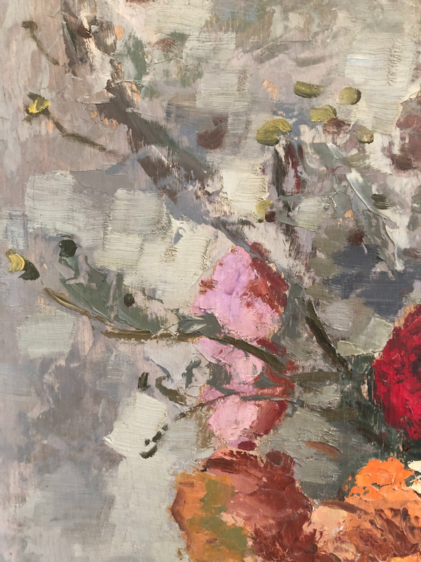 Frederic Deshayes Öl auf Tafel Blumen