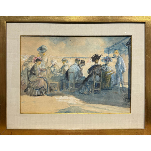 Alméry Lobel-riche (1877-1950) - Scène De Plage, Circa 1910