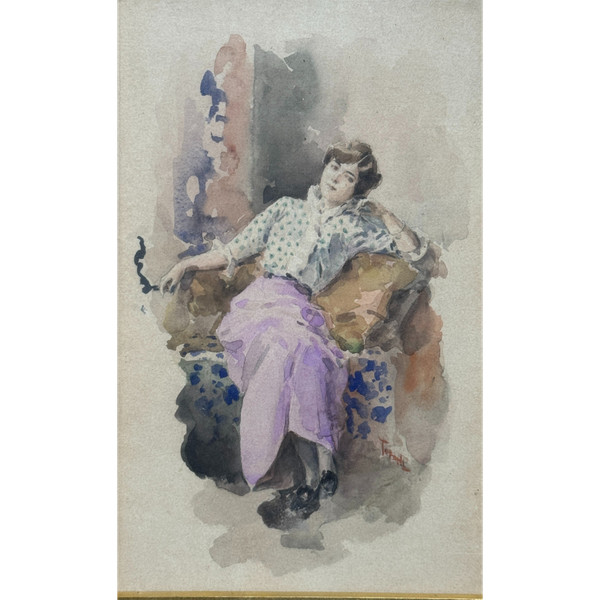 Osvaldo Tofani (1849-1915) - Woman with a Cigarette, 1913