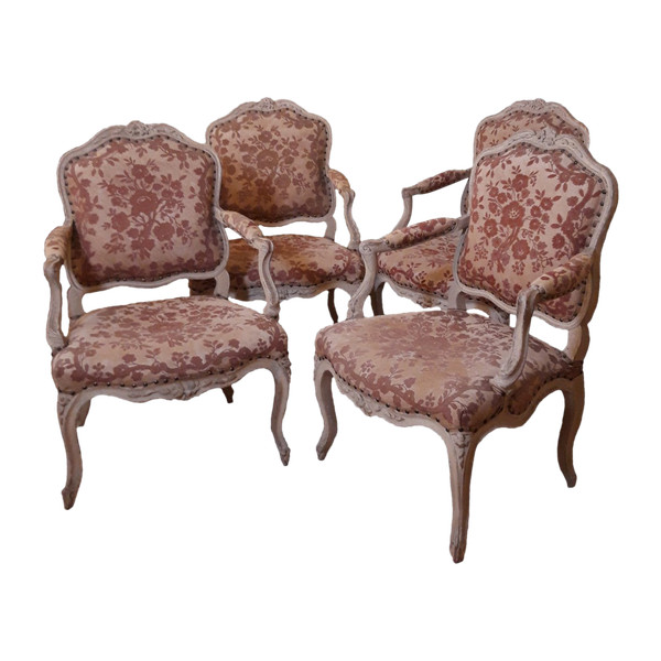 Suite of 4 Queen armchairs from the Louis XV period