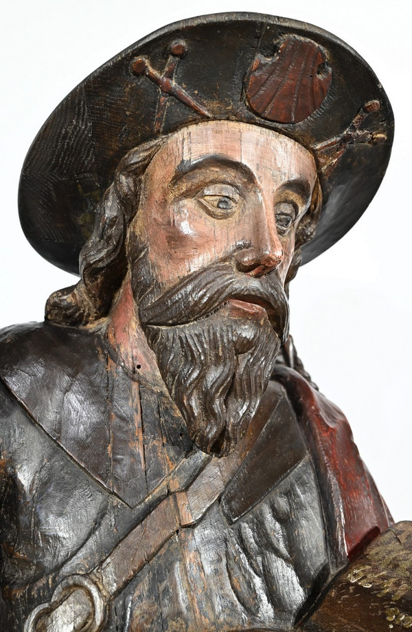 Importante Scultura di San Giacomo in Rovere Policromo – XVIII Secolo