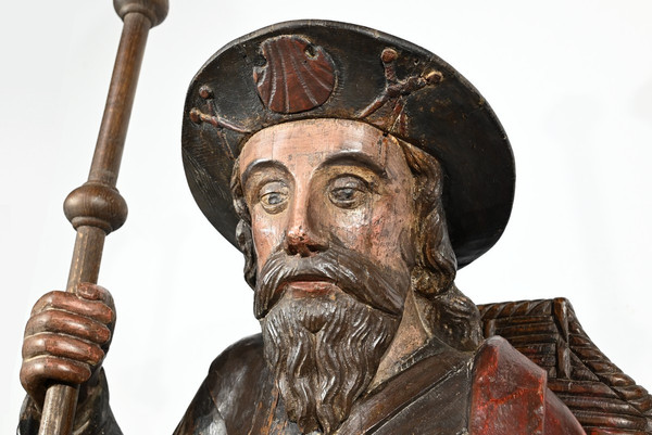 Importante Scultura di San Giacomo in Rovere Policromo – XVIII Secolo