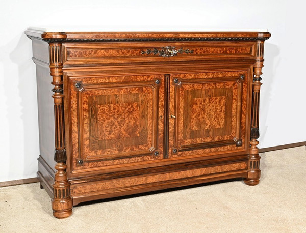 Buffet Commode en Loupe d’Amboine et Palissandre, style Louis XVI – 2ème Partie XIXe