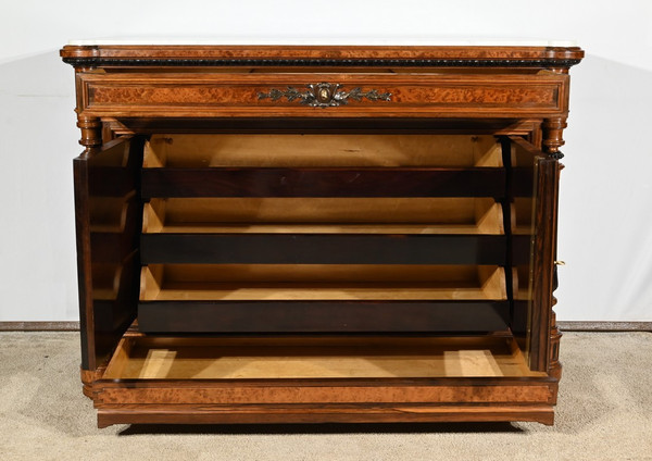 Buffet Commode en Loupe d’Amboine et Palissandre, style Louis XVI – 2ème Partie XIXe