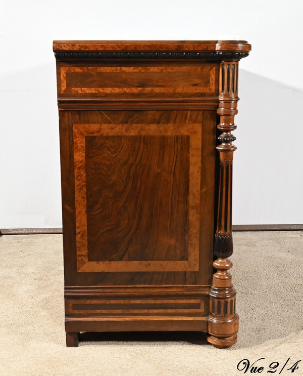 Buffet Commode en Loupe d’Amboine et Palissandre, style Louis XVI – 2ème Partie XIXe