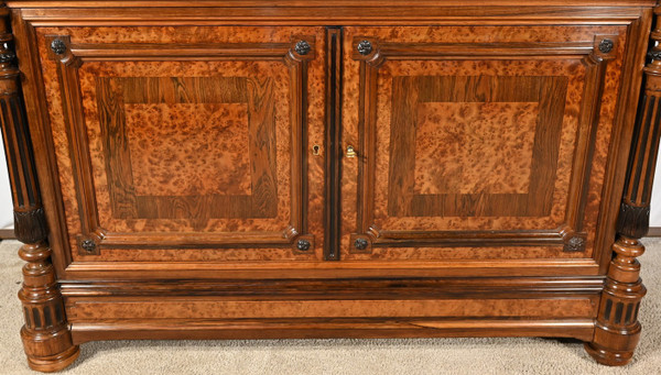 Buffet Commode en Loupe d’Amboine et Palissandre, style Louis XVI – 2ème Partie XIXe