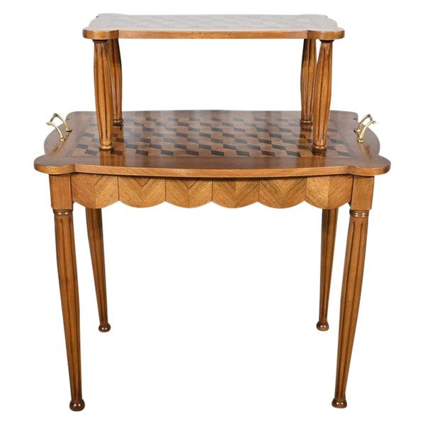 Walnut and Rosewood Marquetry Service Table – 1940