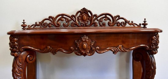  Console Desserte en Acajou massif, époque Napoléon III - Milieu XIXe 