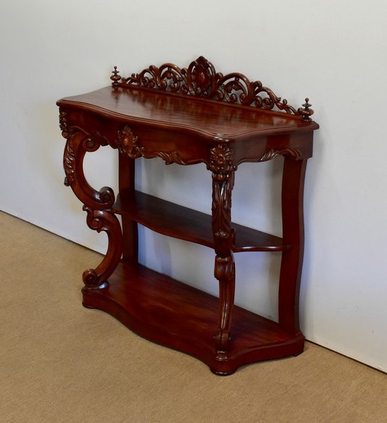  Console Desserte en Acajou massif, époque Napoléon III - Milieu XIXe 