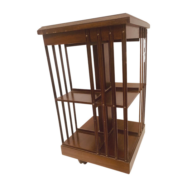 Mahogany revolving bookcase with inlaid top 20th century