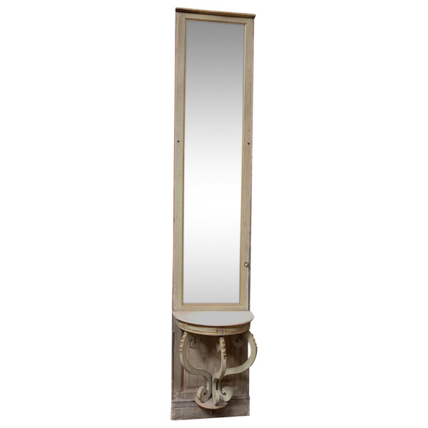 Miroir et console de boiserie de style Napoléon III en bois patiné XIX siècle