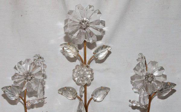 Paire d'Appliques en Cristal de Roche Maison Baguès Circa 1960