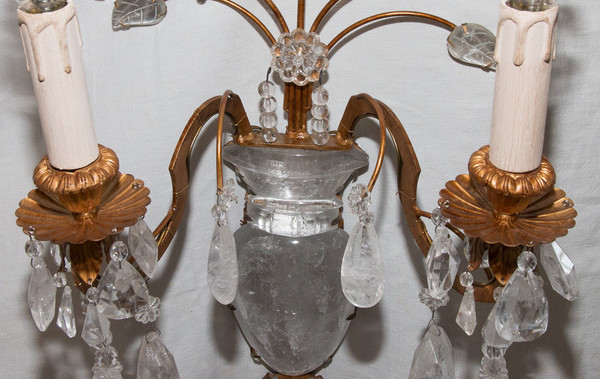 Paire d'Appliques en Cristal de Roche Maison Baguès Circa 1960
