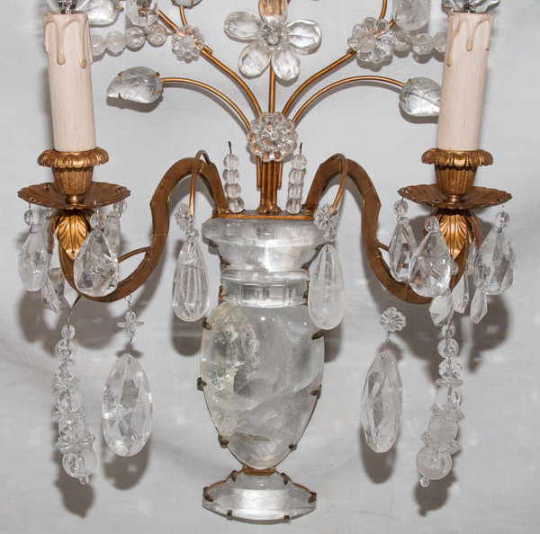 Paire d'Appliques en Cristal de Roche Maison Baguès Circa 1960