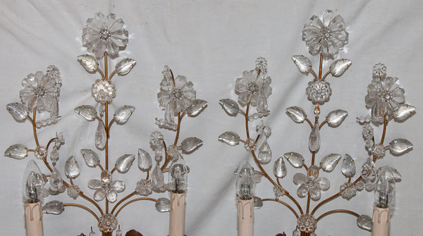 Paire d'Appliques en Cristal de Roche Maison Baguès Circa 1960
