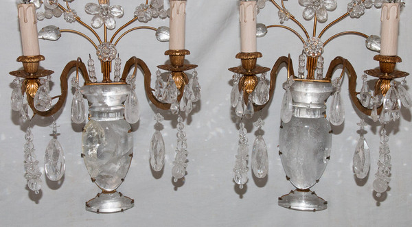 Paire d'Appliques en Cristal de Roche Maison Baguès Circa 1960