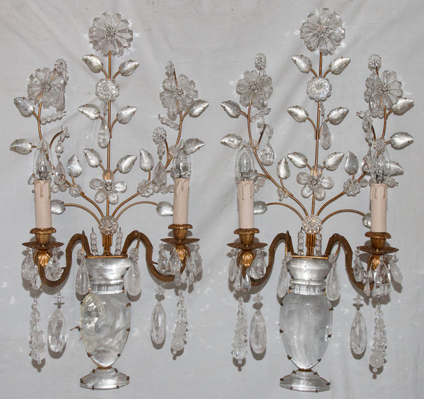 Paire d'Appliques en Cristal de Roche Maison Baguès Circa 1960