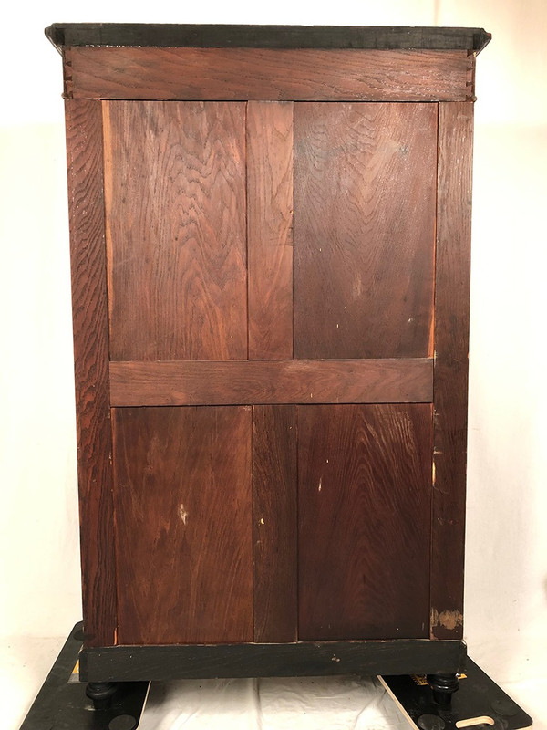 Libreria Napoleone III, legno annerito con intarsi in ottone, avorio e madreperla