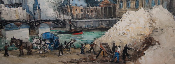 Watercolor "Le Pont Des Arts" Paris, Signed Frank Will 1929