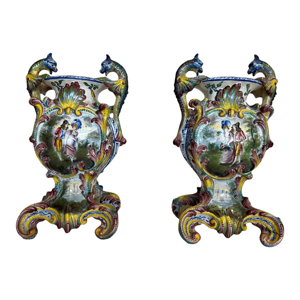 Pair of Italian slip vase