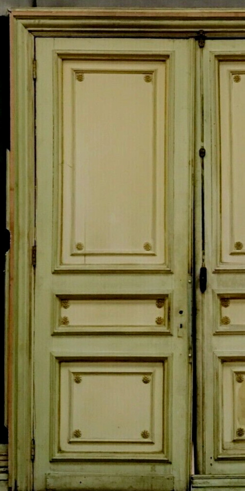Double portes Haussmannienne de passage en bois massif patiné XIX siècle