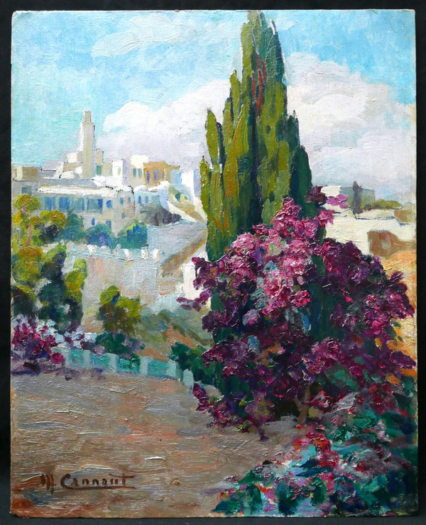 Micheline CANNAUT-UTZ, Paesaggio a Sidi Bou-Saïd in Tunisia