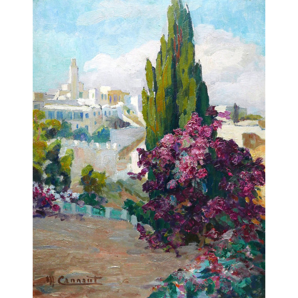 Micheline CANNAUT-UTZ, Landscape at Sidi Bou-Saïd in Tunisia