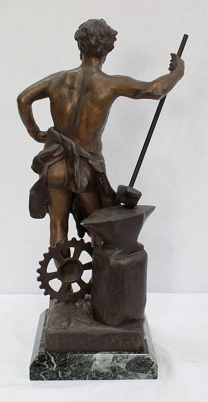 Bronze with Brown and Golden Patina, "Le Travail", by Rousseau - Beginning of the 20th century