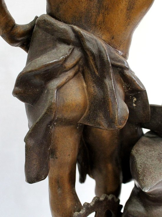 Bronze with Brown and Golden Patina, "Le Travail", by Rousseau - Beginning of the 20th century