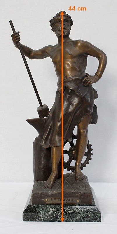 Bronze with Brown and Golden Patina, "Le Travail", by Rousseau - Beginning of the 20th century