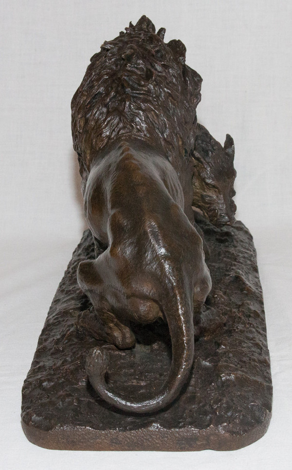 Lion Entraînant Un Sanglier Dated 1836 Christophe Fratin