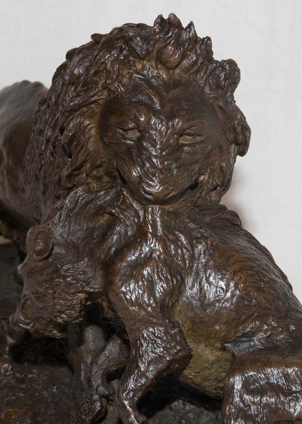 Lion Entraînant Un Sanglier Dated 1836 Christophe Fratin