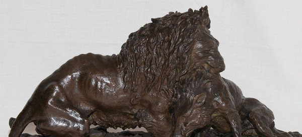 Lion Entraînant Un Sanglier Dated 1836 Christophe Fratin